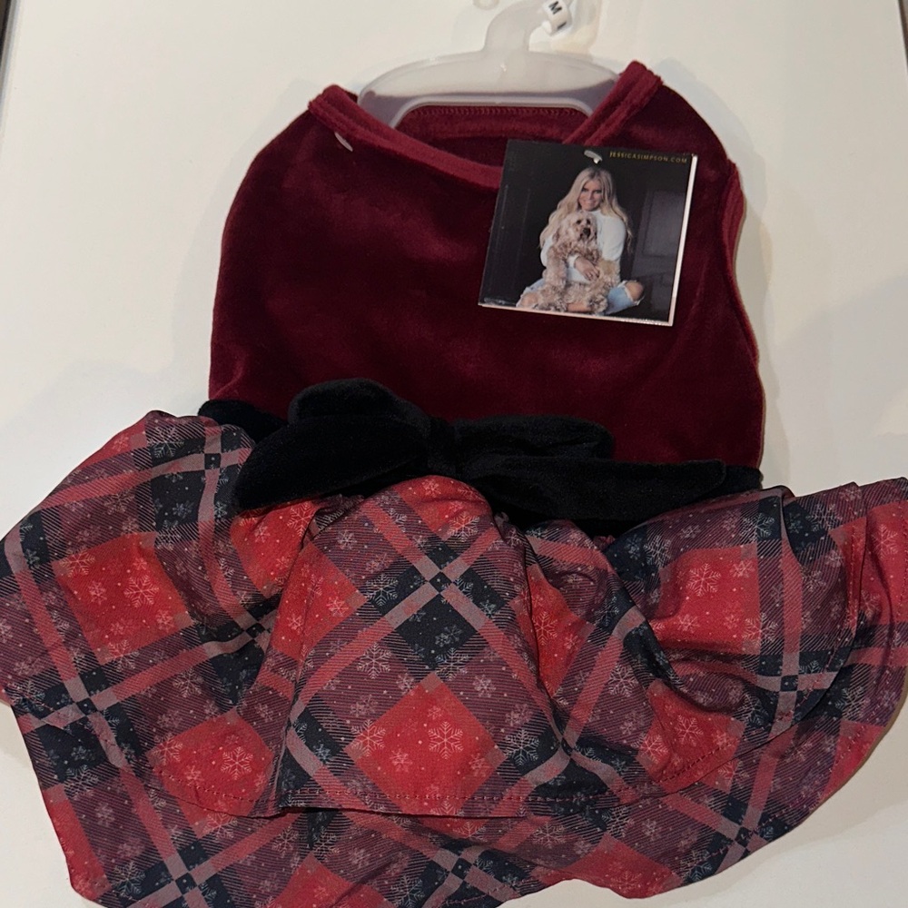 Jessica Simpson Christmas Snowflake Plaid Winter Dog Dress